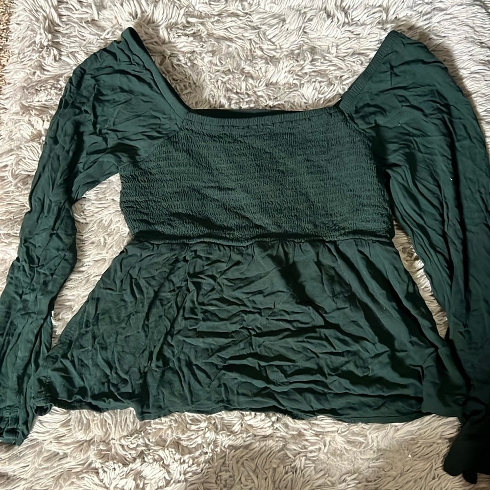Dark green babydoll top